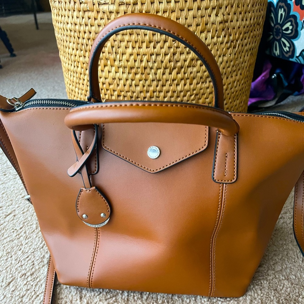 Emma & Sophia Camel Leather Crossbody Purse